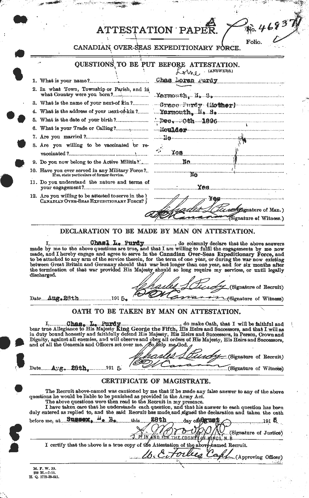 Personnel Records of the First World War - CEF 592284a
