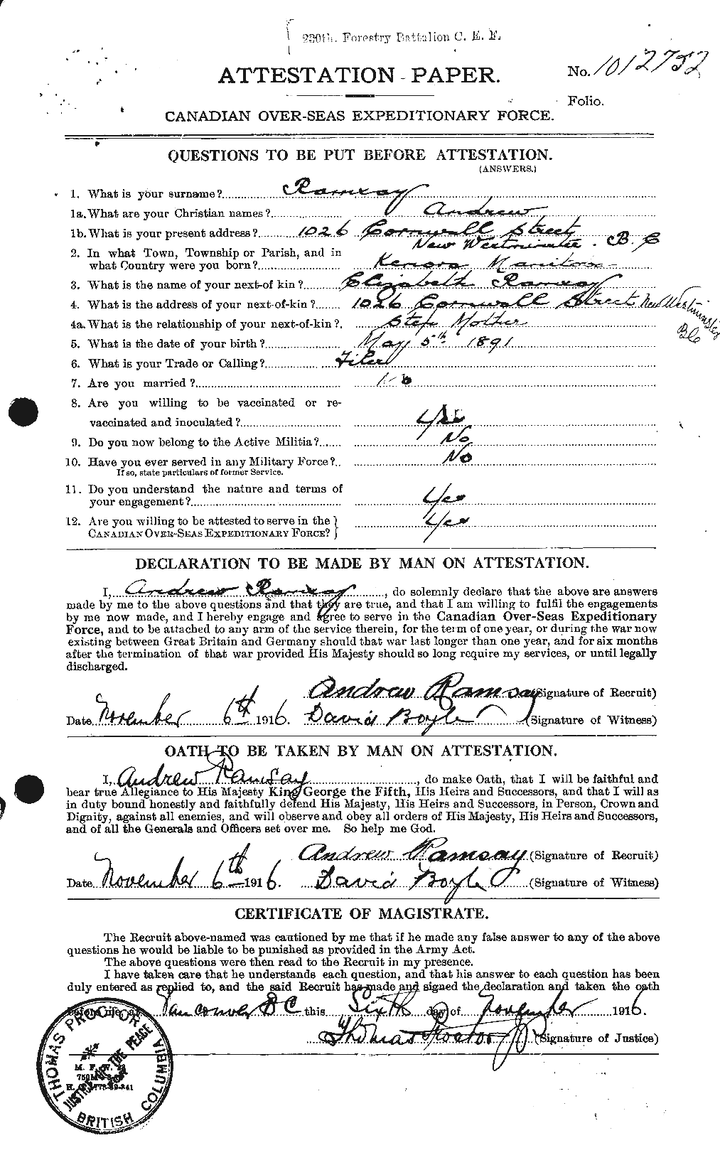 Personnel Records of the First World War - CEF 592421a