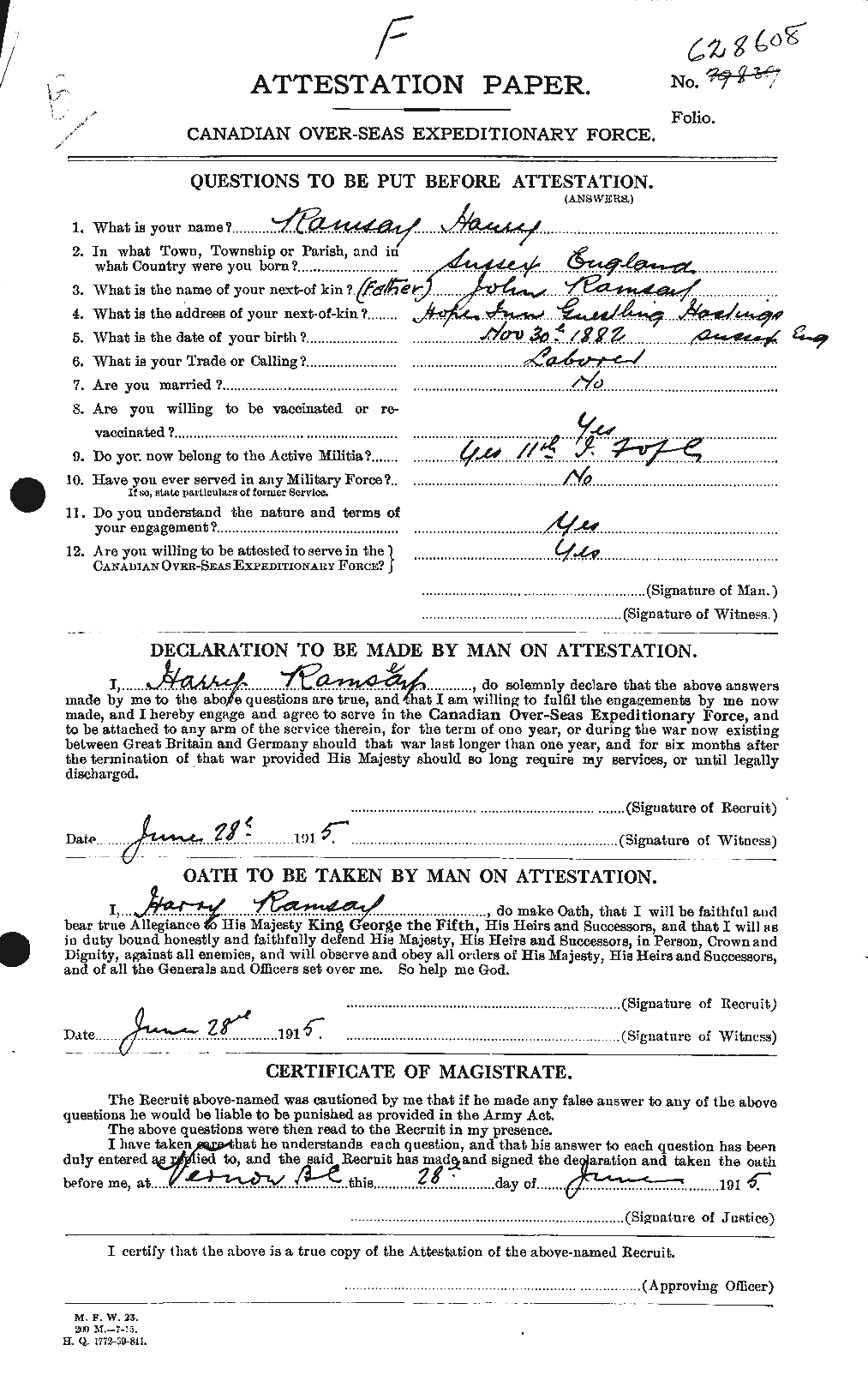 Personnel Records of the First World War - CEF 592499a