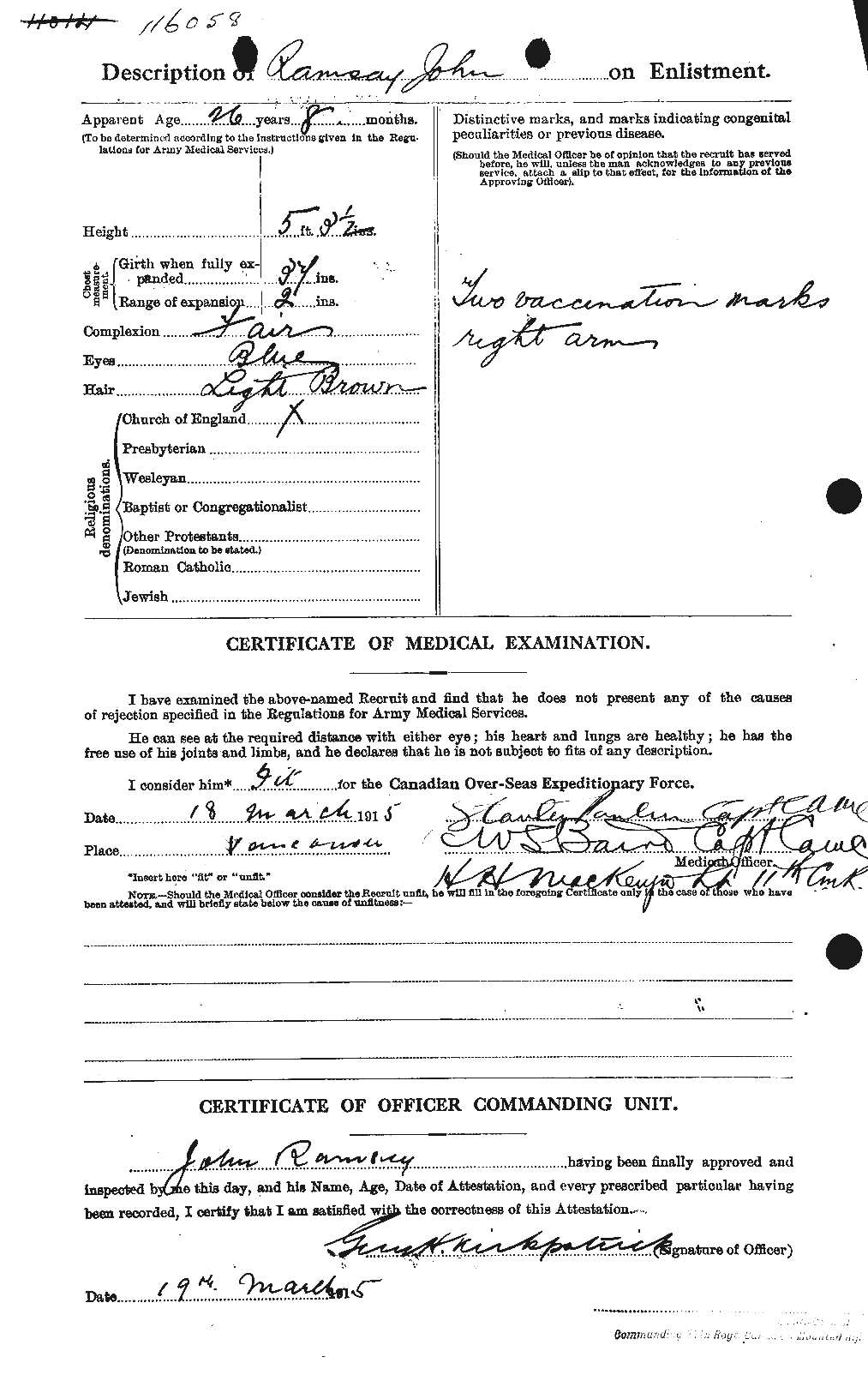 Dossiers du Personnel de la Première Guerre mondiale - CEC 592542b