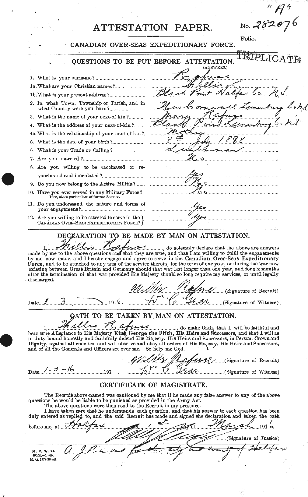 Personnel Records of the First World War - CEF 593078a