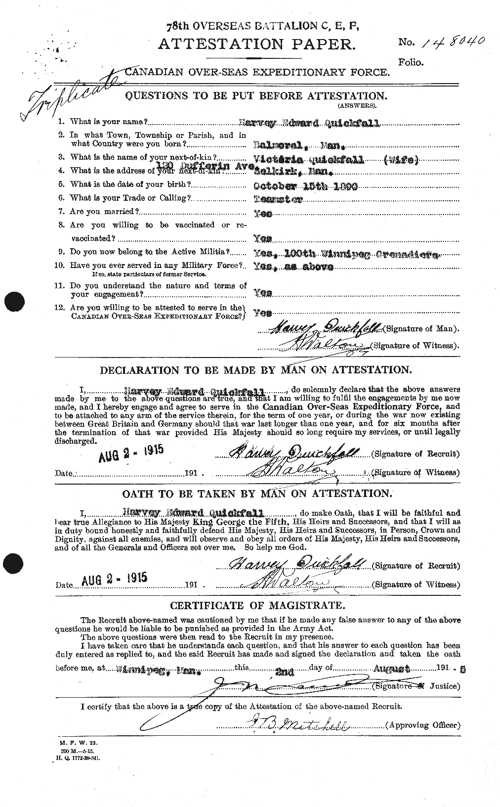 Personnel Records of the First World War - CEF 594033a