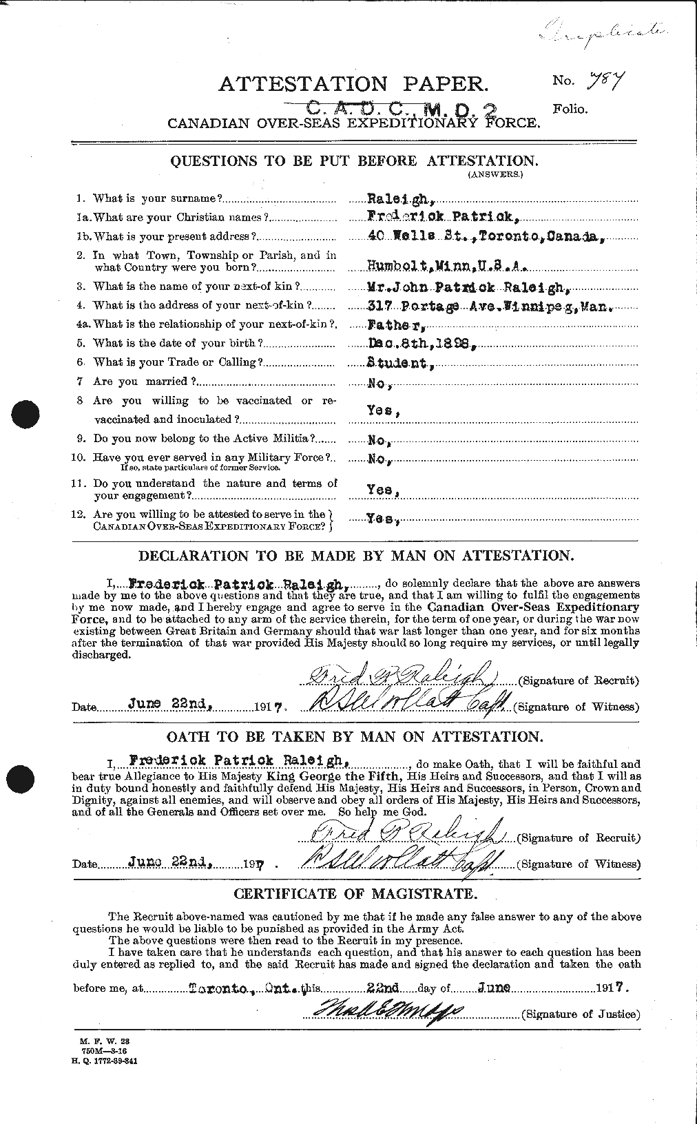 Personnel Records of the First World War - CEF 594450a