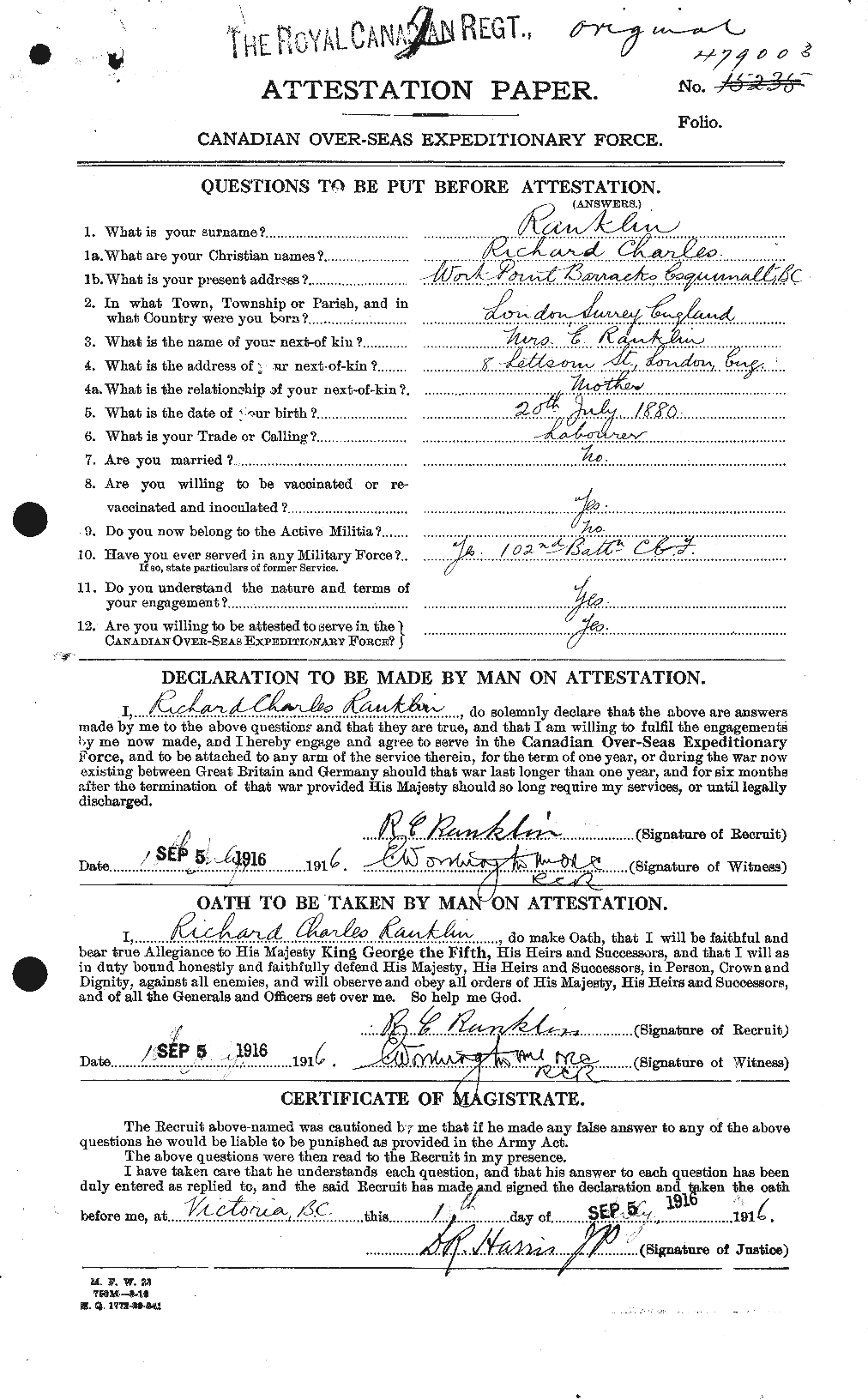 Personnel Records of the First World War - CEF 594842a
