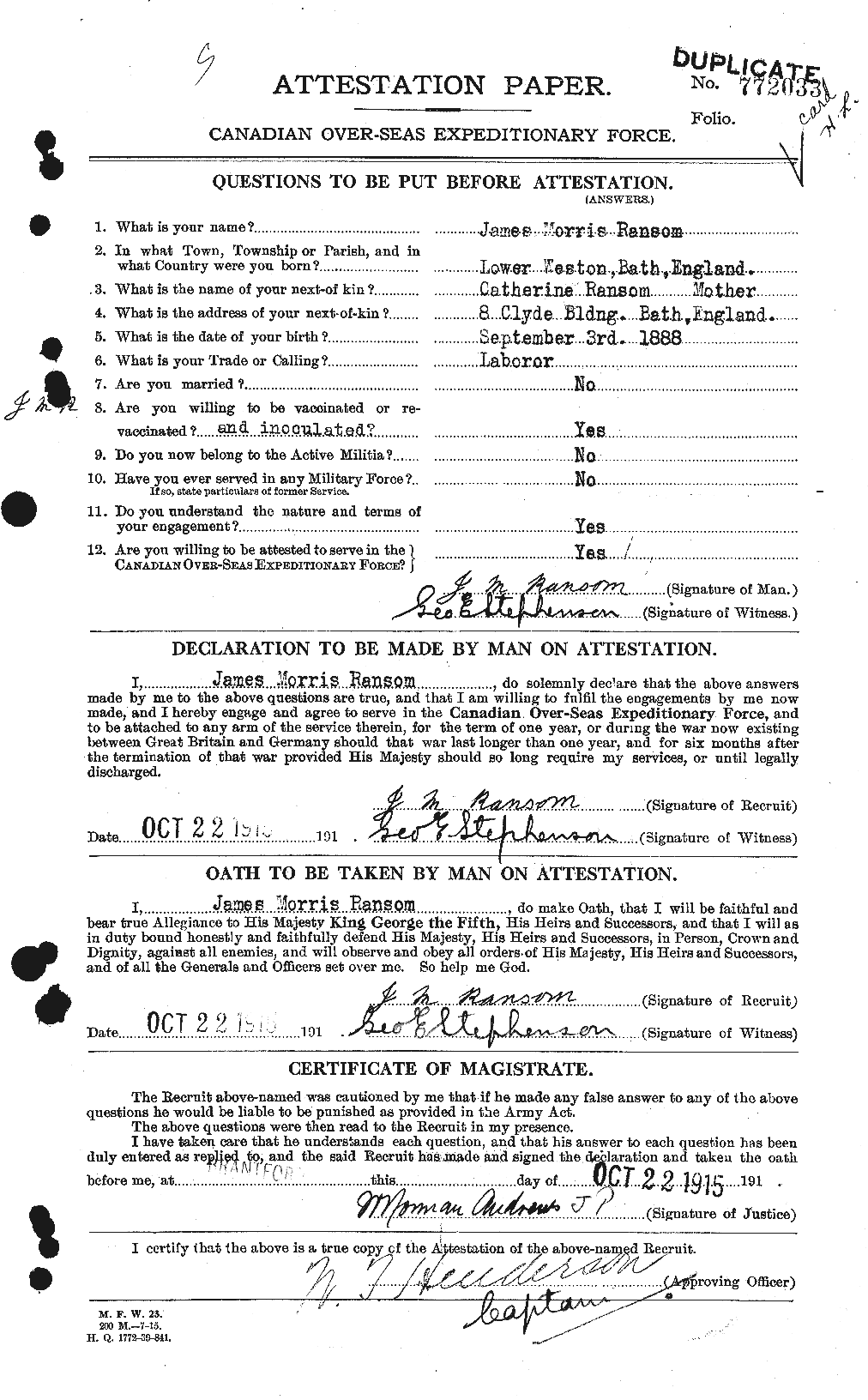 Personnel Records of the First World War - CEF 594886a