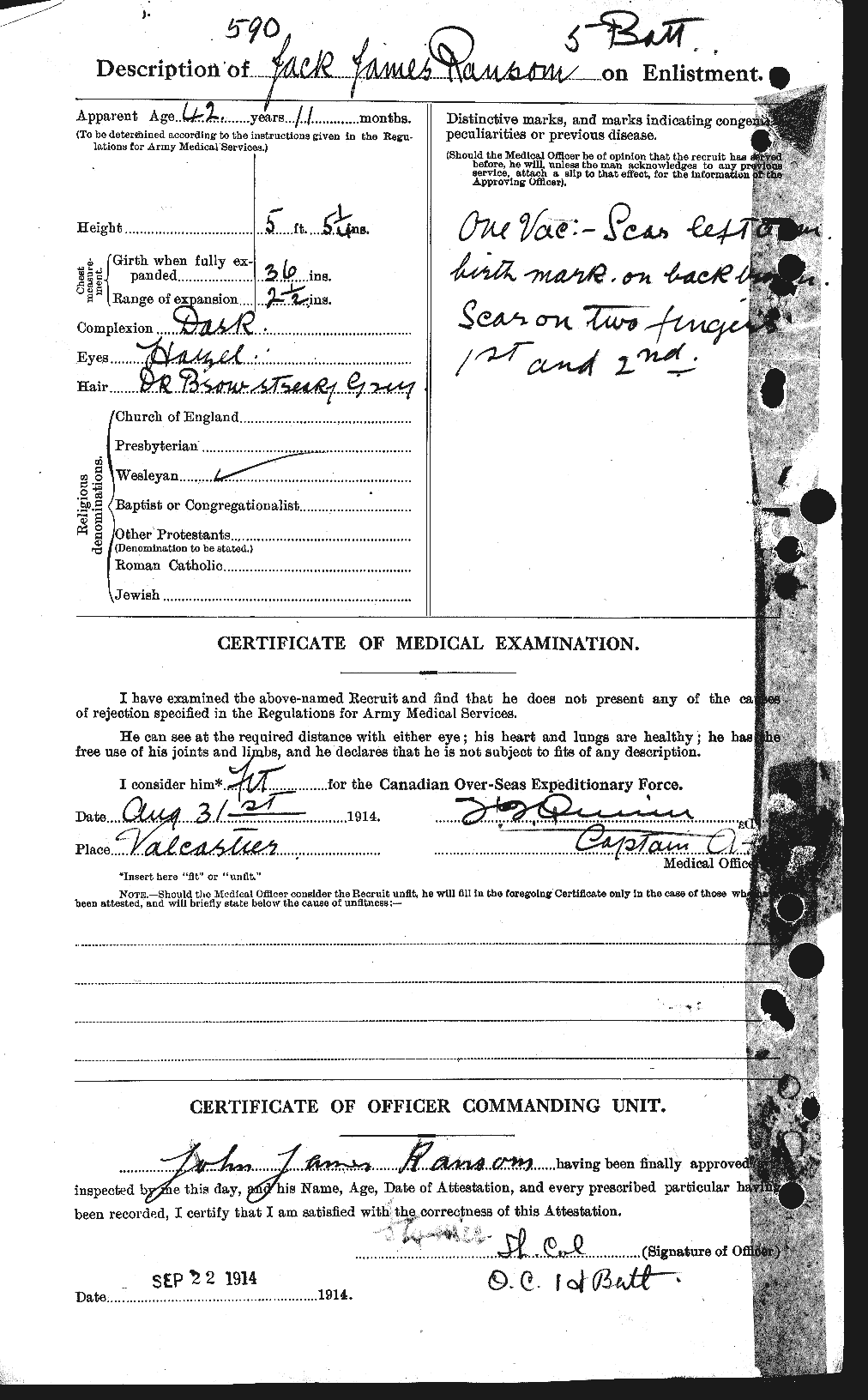 Dossiers du Personnel de la Première Guerre mondiale - CEC 594890b