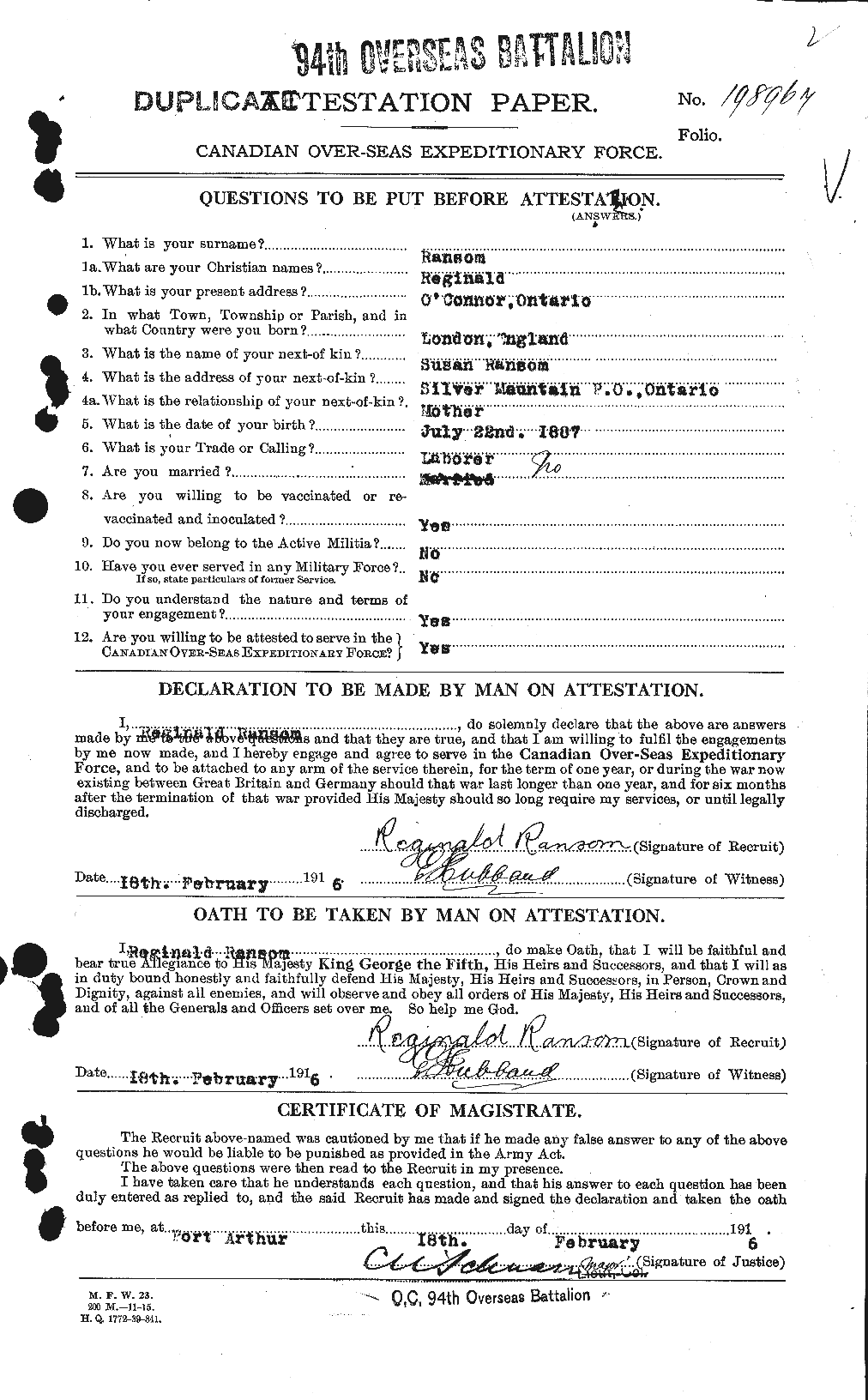 Personnel Records of the First World War - CEF 594897a