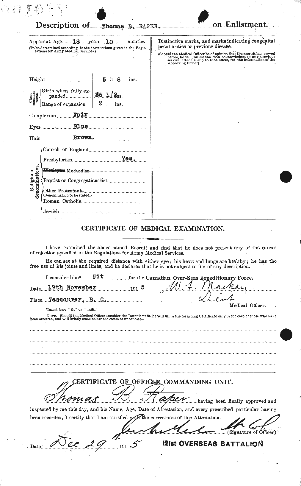 Dossiers du Personnel de la Première Guerre mondiale - CEC 594961b