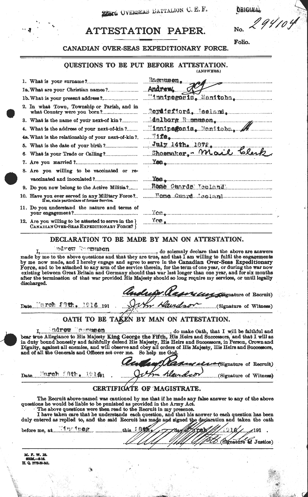 Personnel Records of the First World War - CEF 595043a