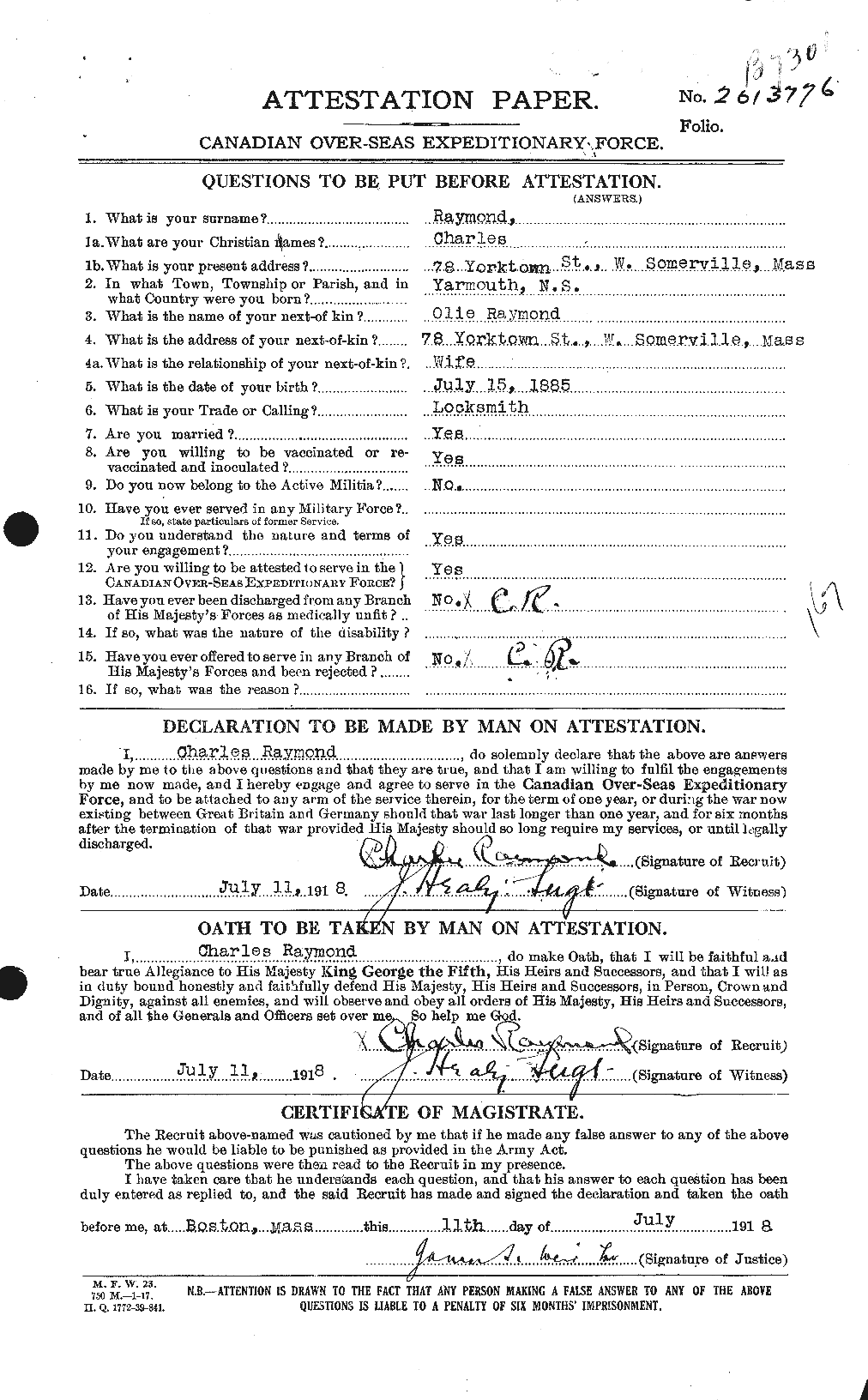 Personnel Records of the First World War - CEF 595269a