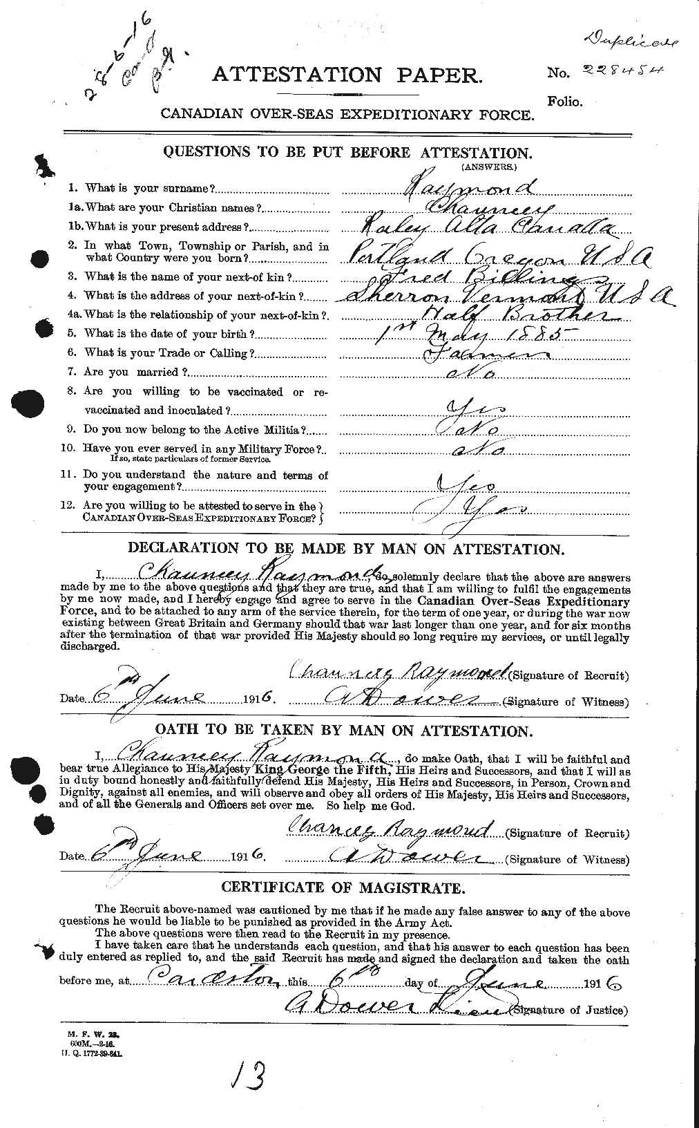 Personnel Records of the First World War - CEF 595282a