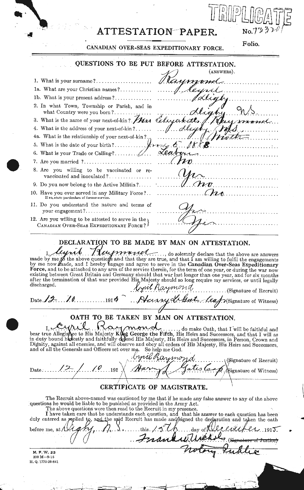 Personnel Records of the First World War - CEF 595287a