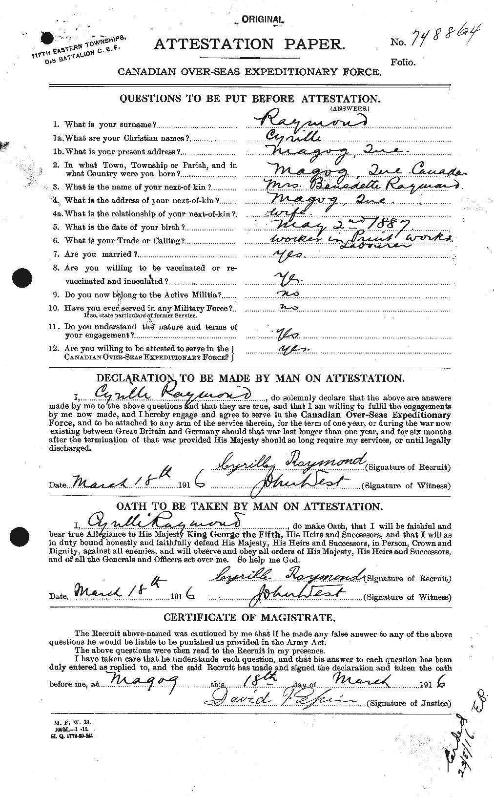 Personnel Records of the First World War - CEF 595288a