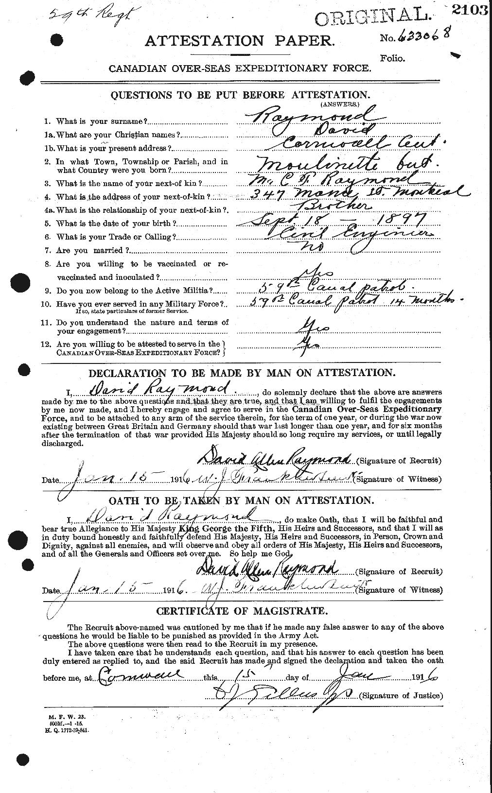 Personnel Records of the First World War - CEF 595290a