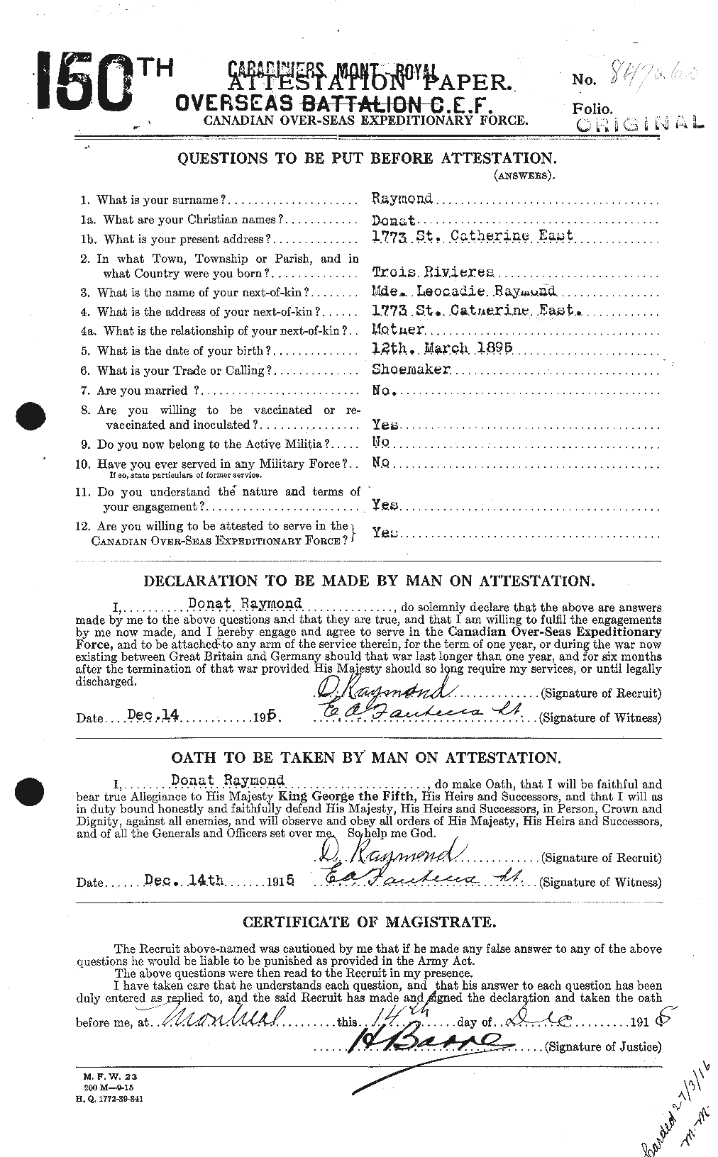Personnel Records of the First World War - CEF 595298a