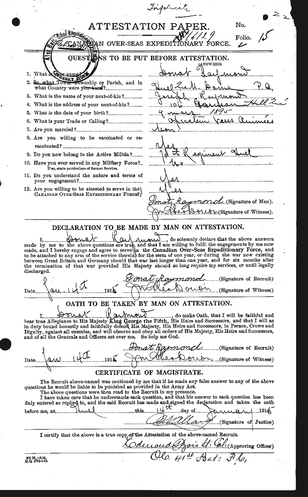 Personnel Records of the First World War - CEF 595300a