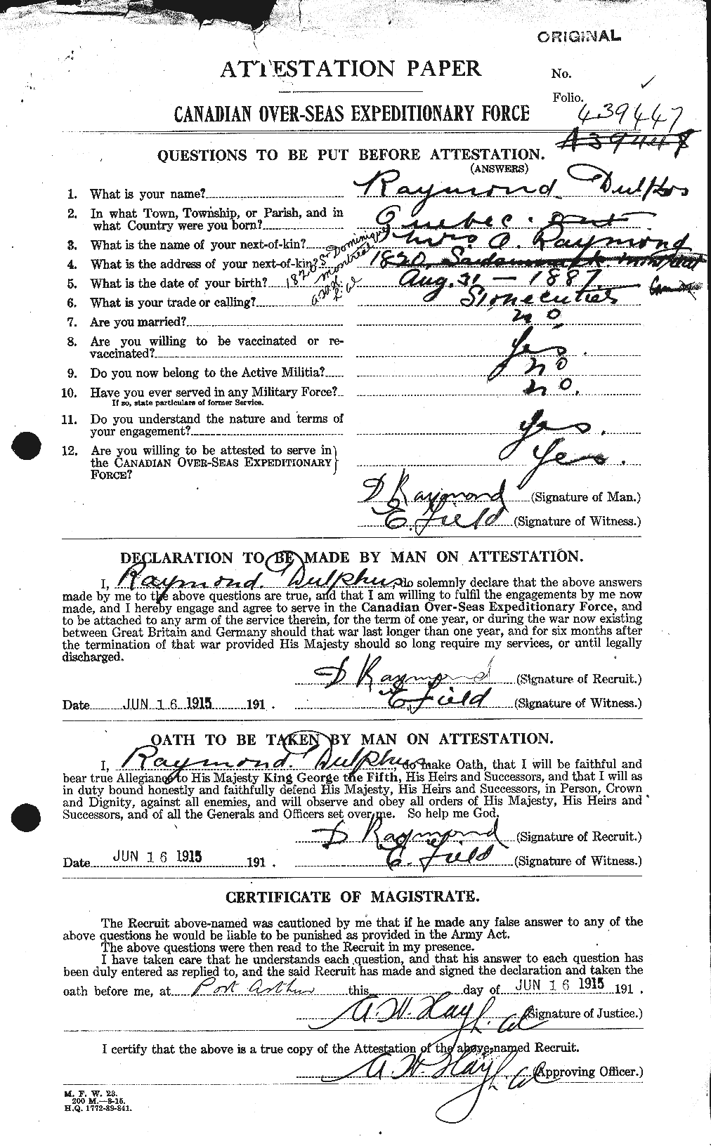 Personnel Records of the First World War - CEF 595303a