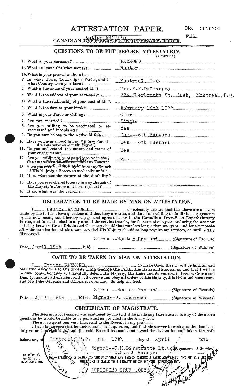 Personnel Records of the First World War - CEF 595353a