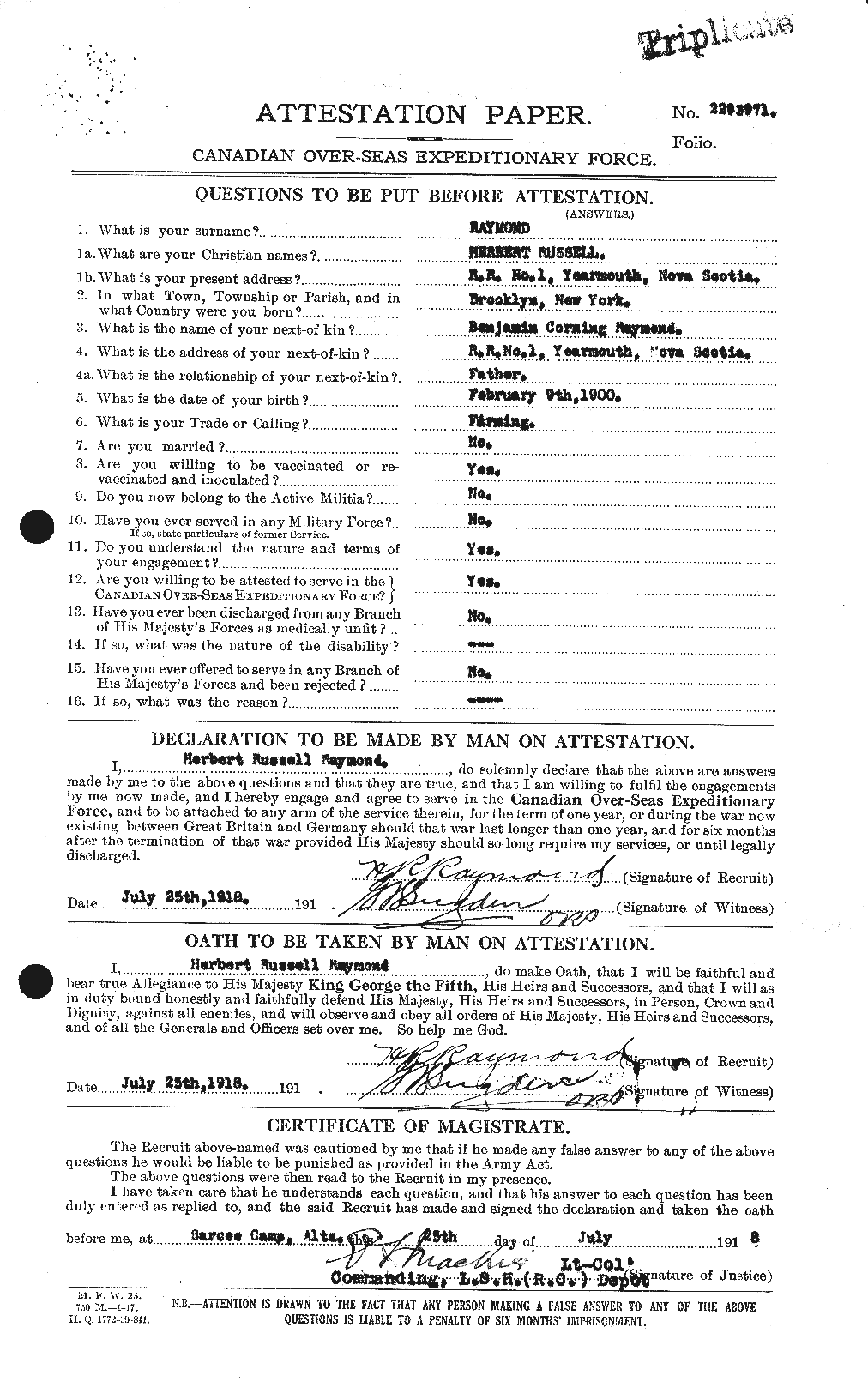 Personnel Records of the First World War - CEF 595357a