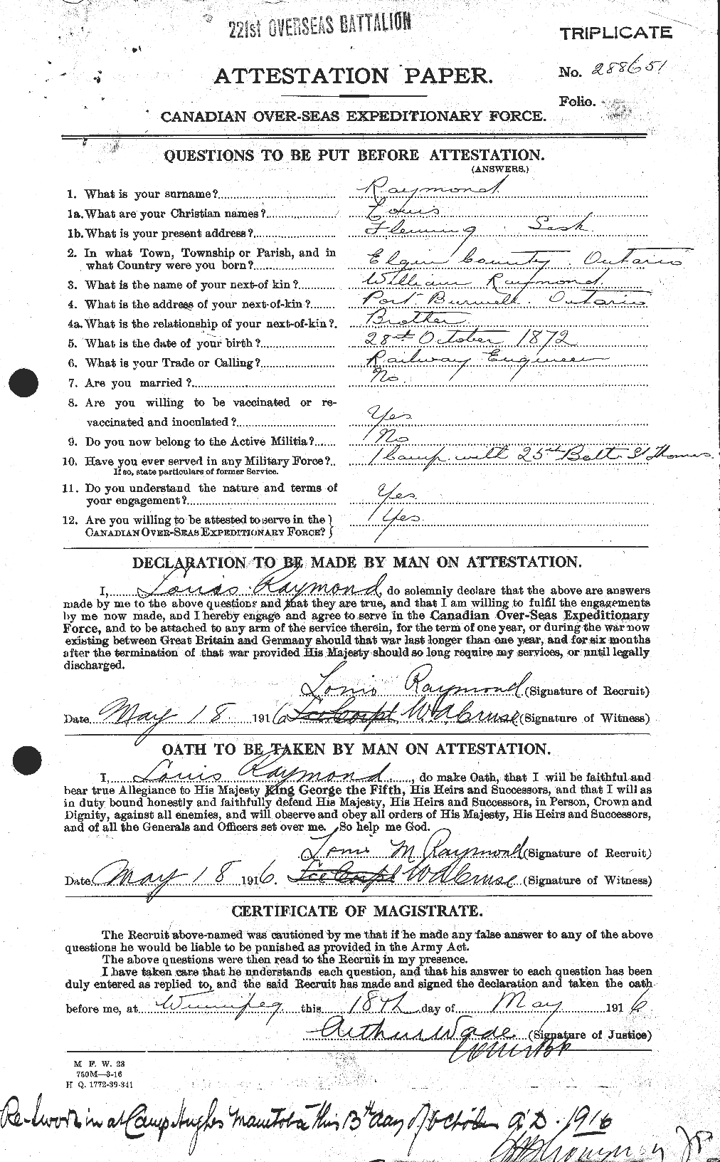 Personnel Records of the First World War - CEF 595416a