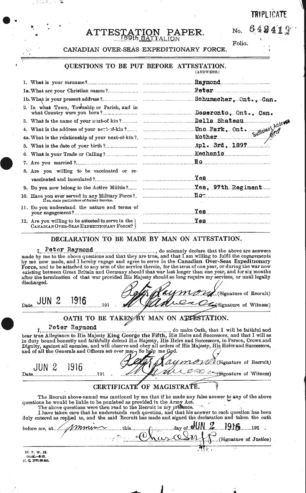 Personnel Records of the First World War - CEF 595440a