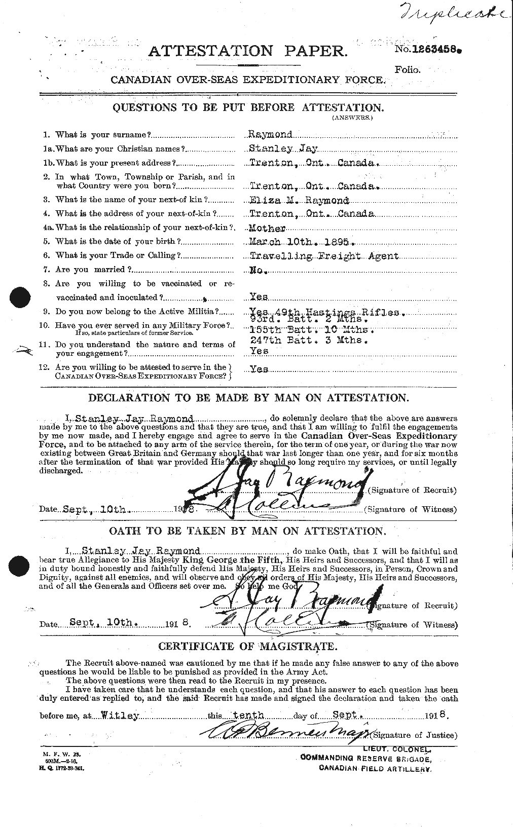 Personnel Records of the First World War - CEF 595463a