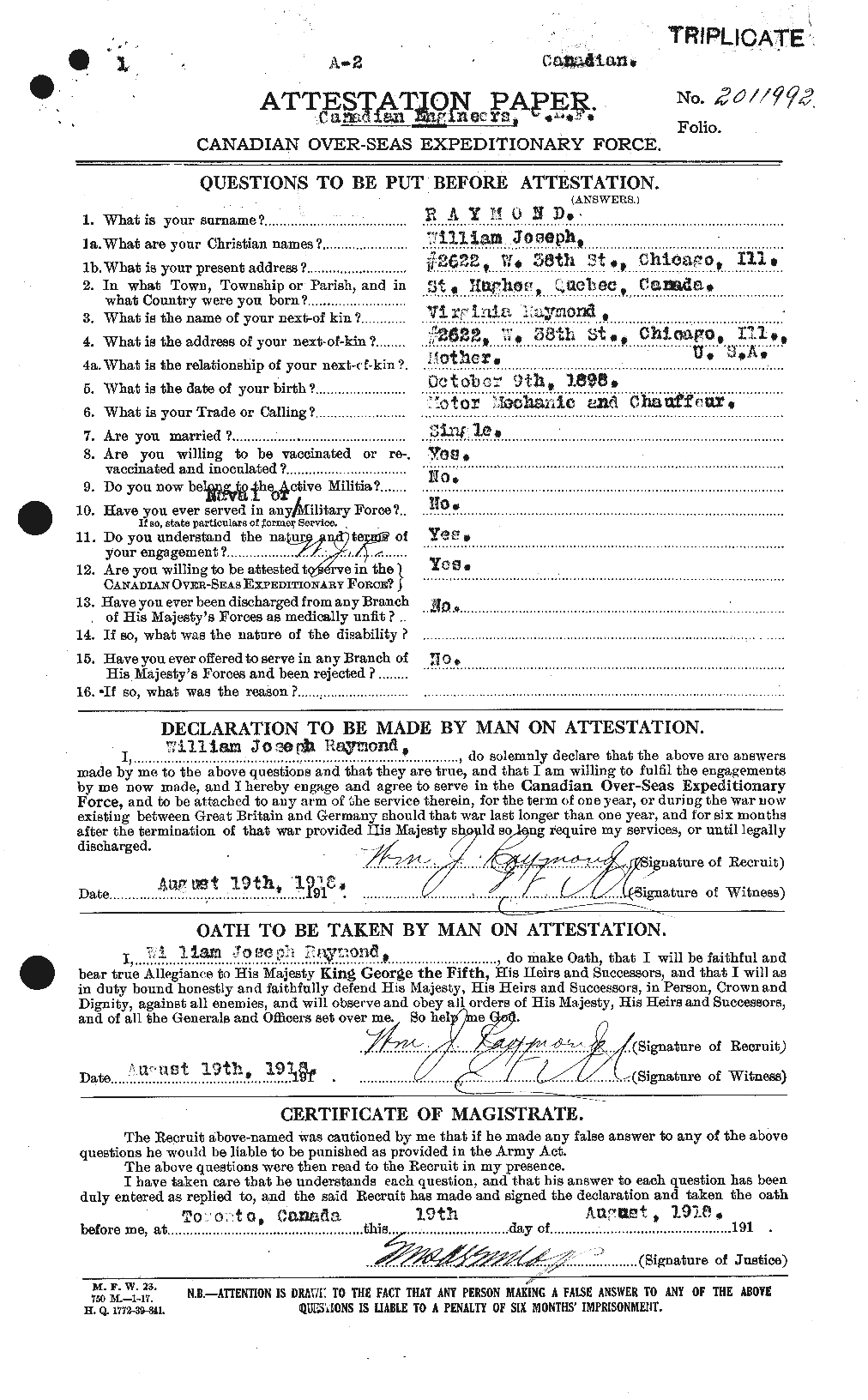 Personnel Records of the First World War - CEF 595476a