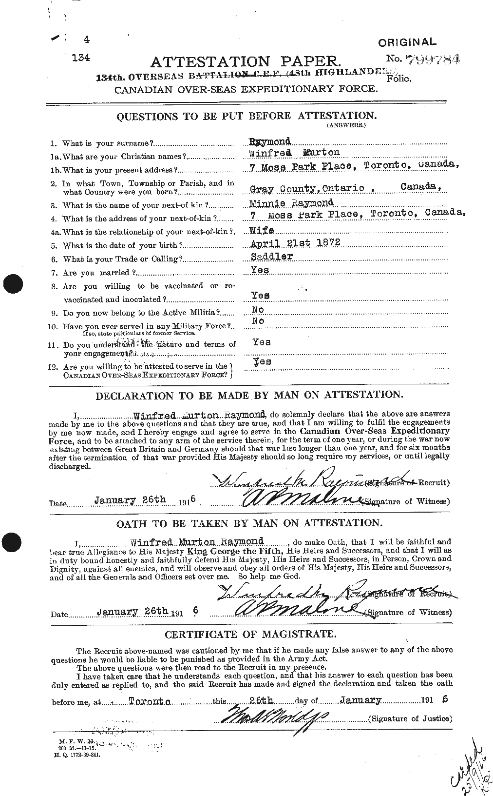 Personnel Records of the First World War - CEF 595478a