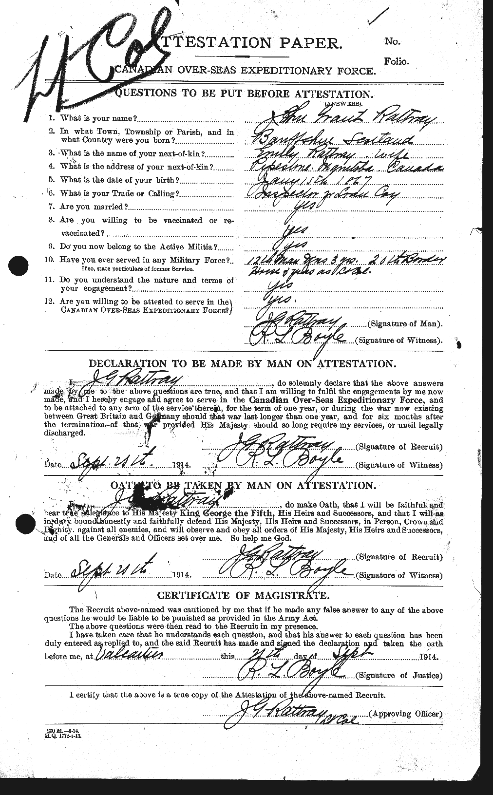 Personnel Records of the First World War - CEF 595701a