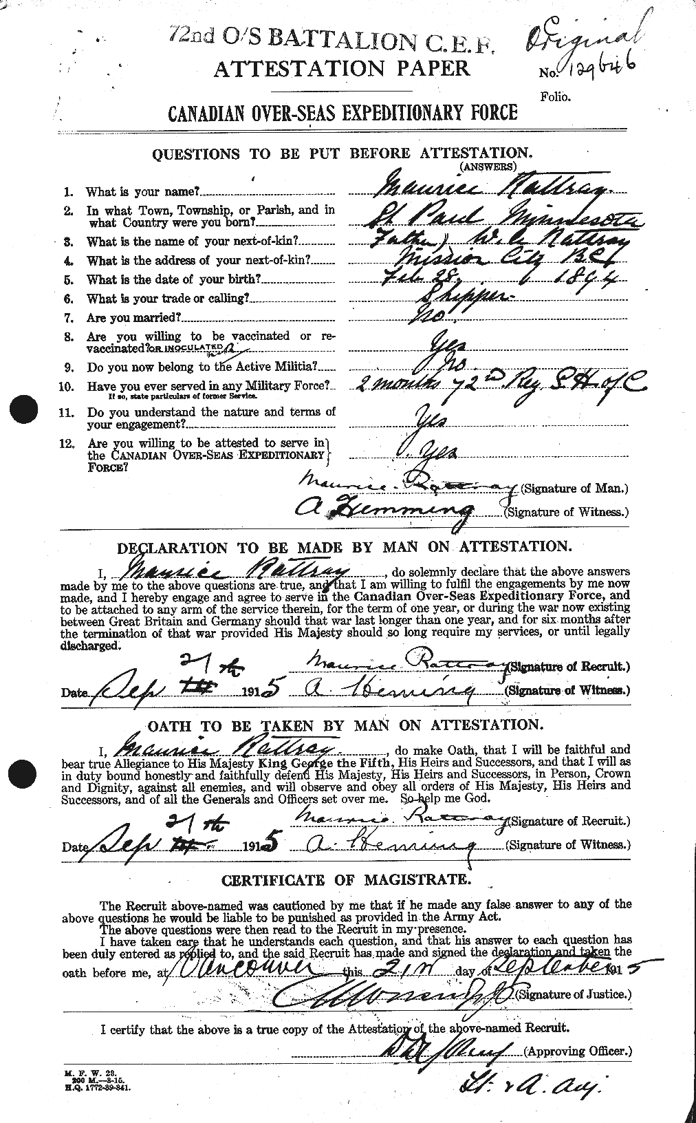 Personnel Records of the First World War - CEF 595704a