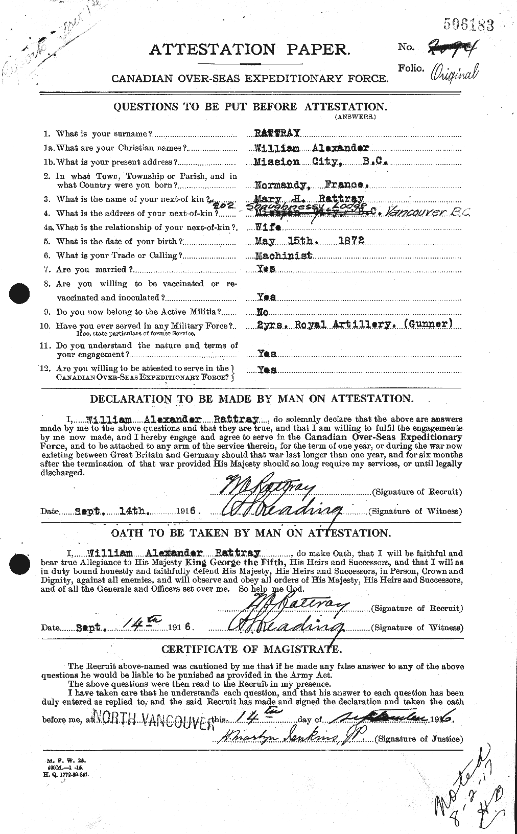 Personnel Records of the First World War - CEF 595709a