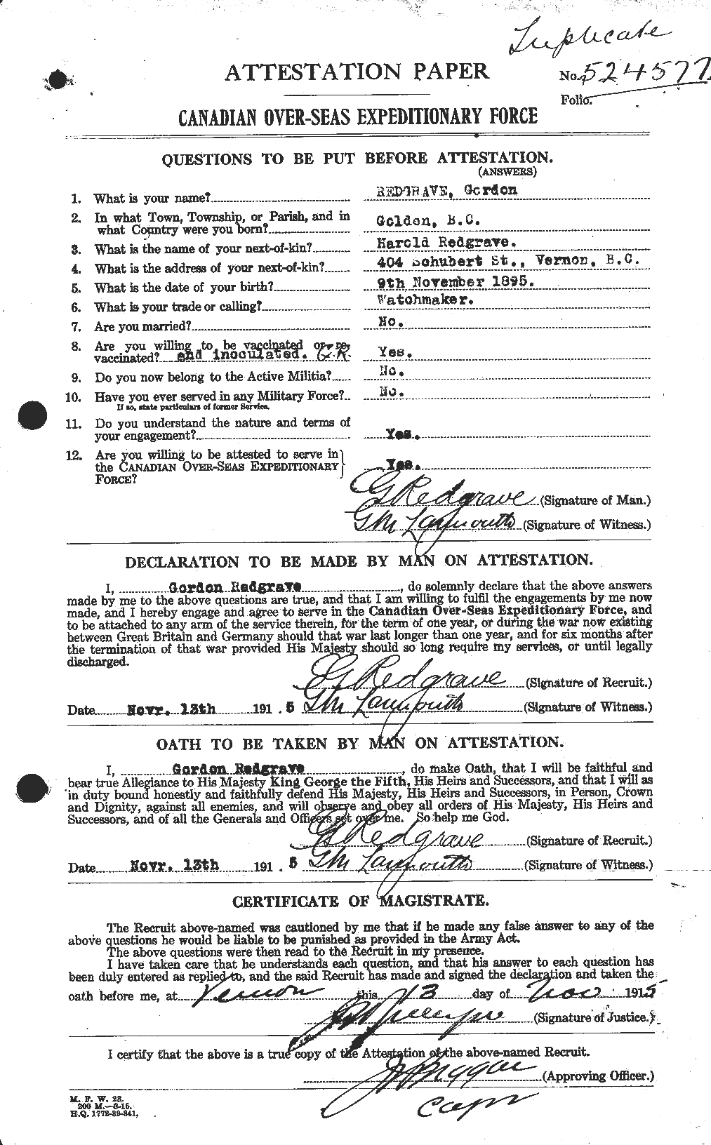 Personnel Records of the First World War - CEF 595985a