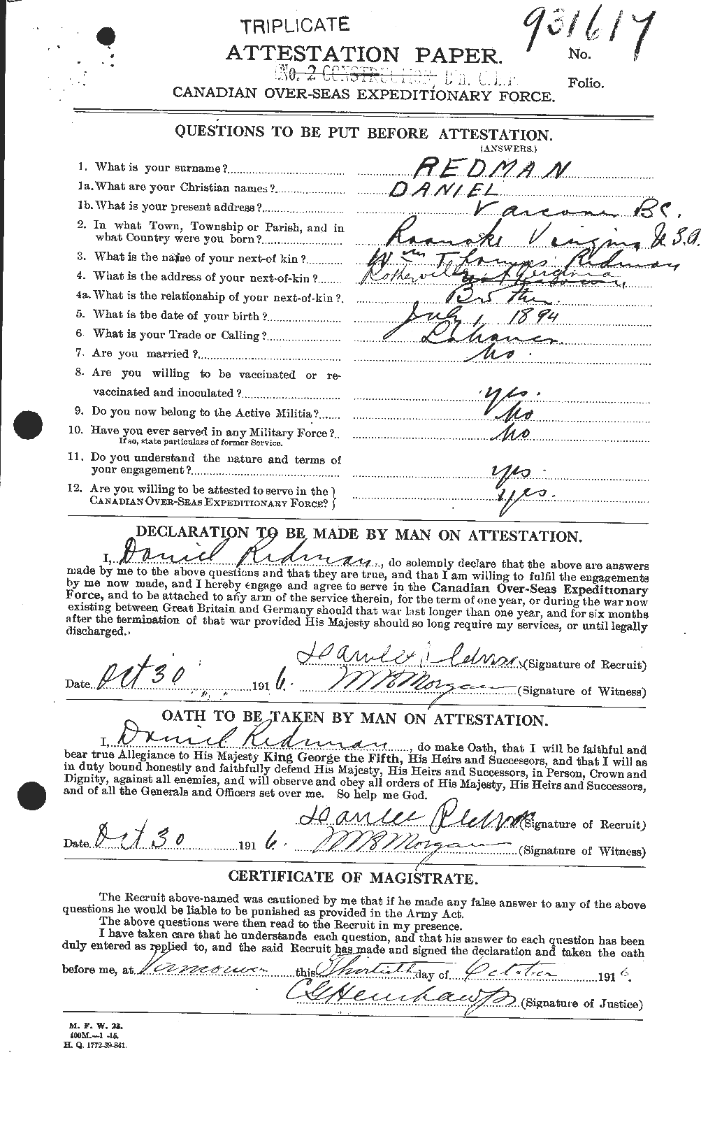 Personnel Records of the First World War - CEF 596026a