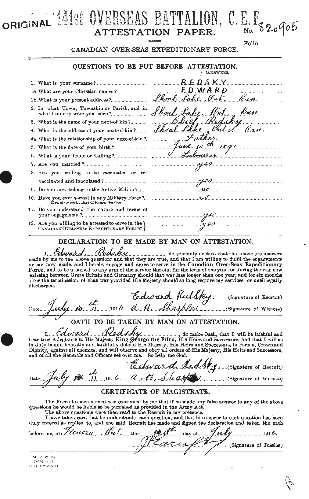 Personnel Records of the First World War - CEF 596193a