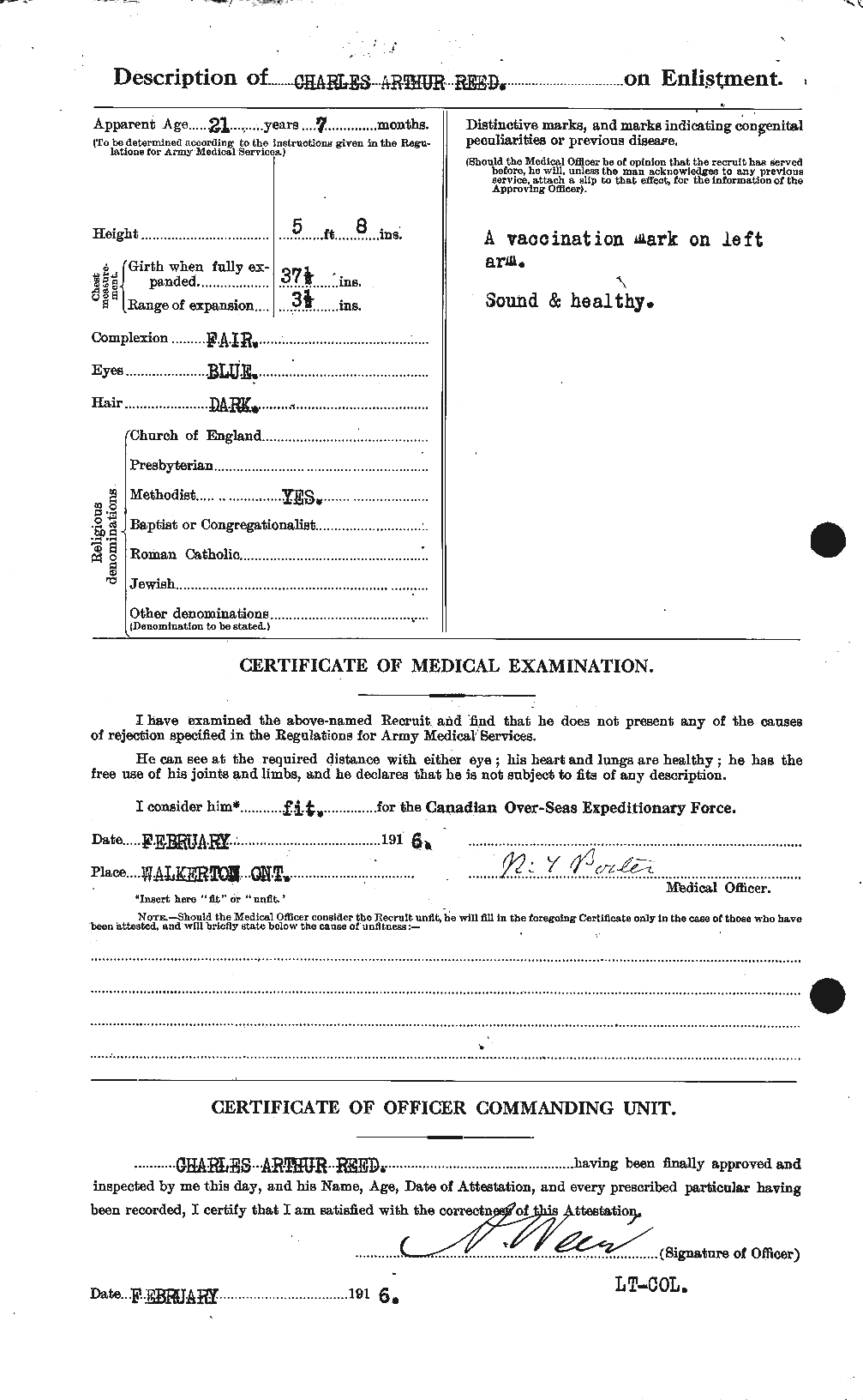 Dossiers du Personnel de la Première Guerre mondiale - CEC 596327b