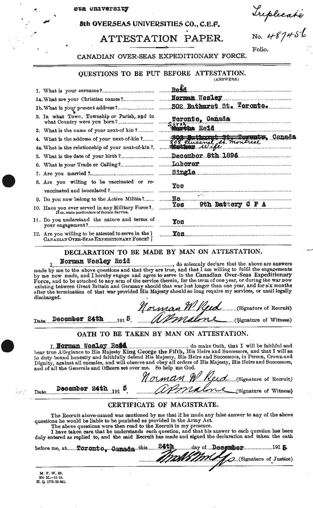 Personnel Records of the First World War - CEF 596473a