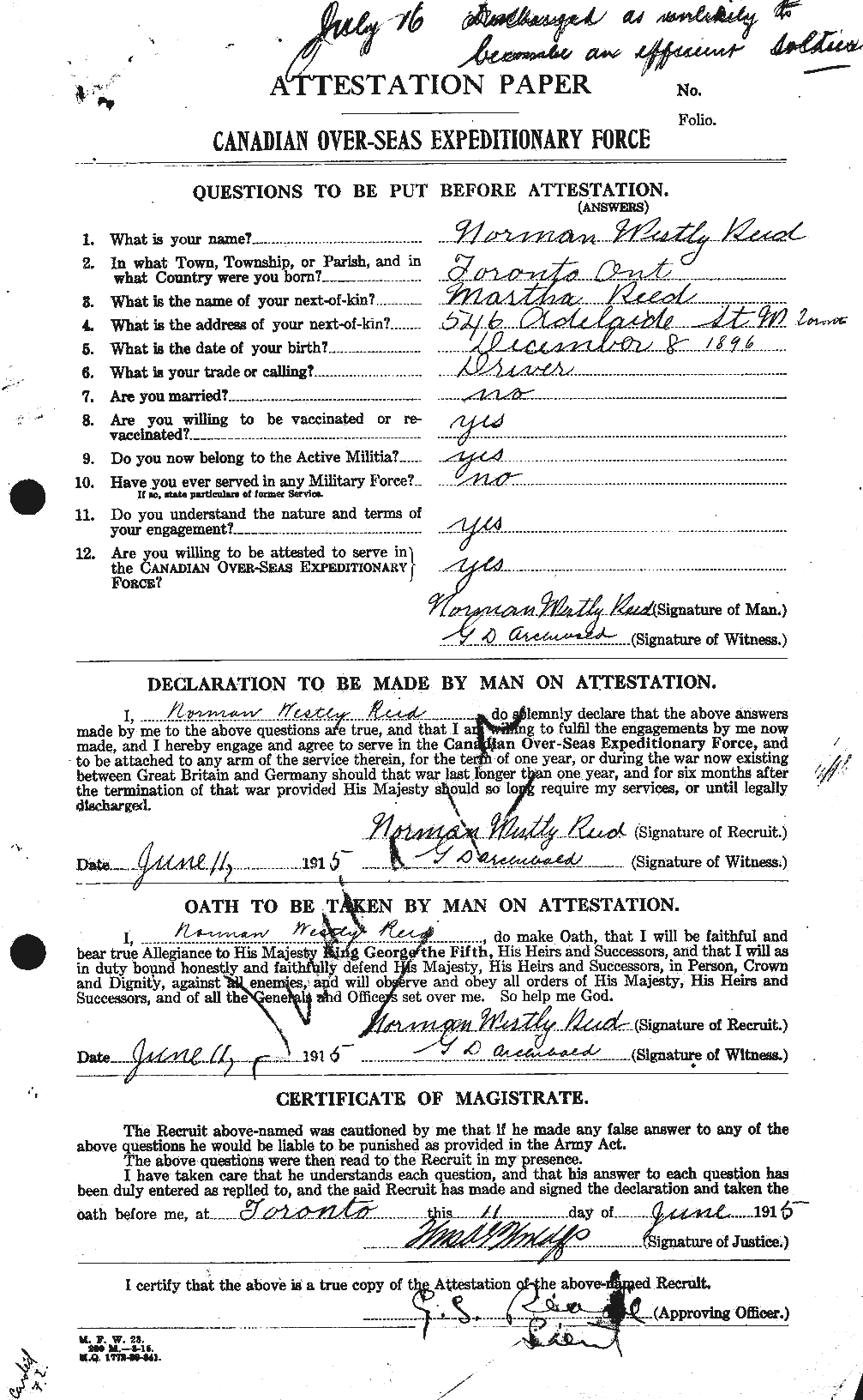 Personnel Records of the First World War - CEF 596474a
