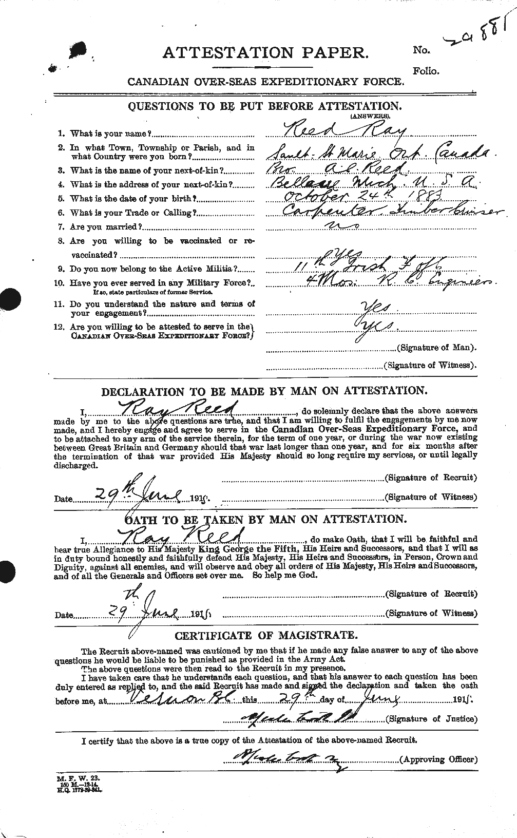 Personnel Records of the First World War - CEF 596481a