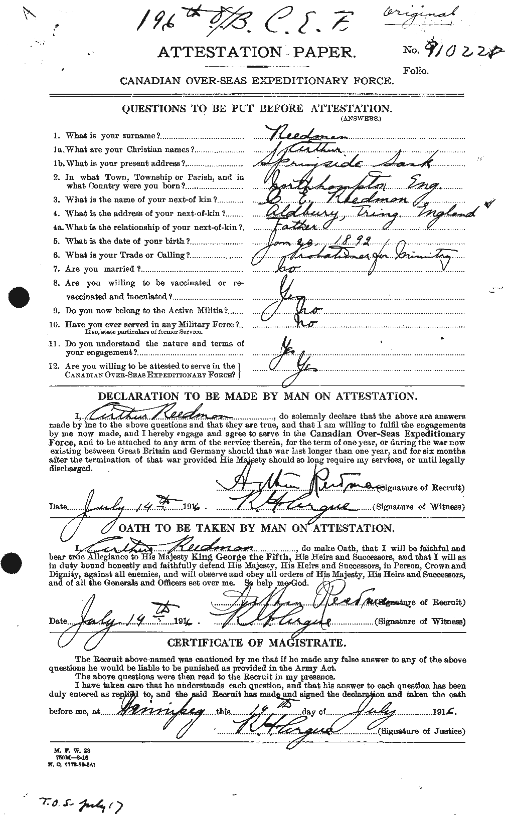Personnel Records of the First World War - CEF 596583a