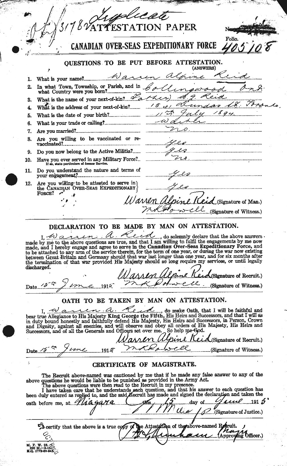 Personnel Records of the First World War - CEF 596894a