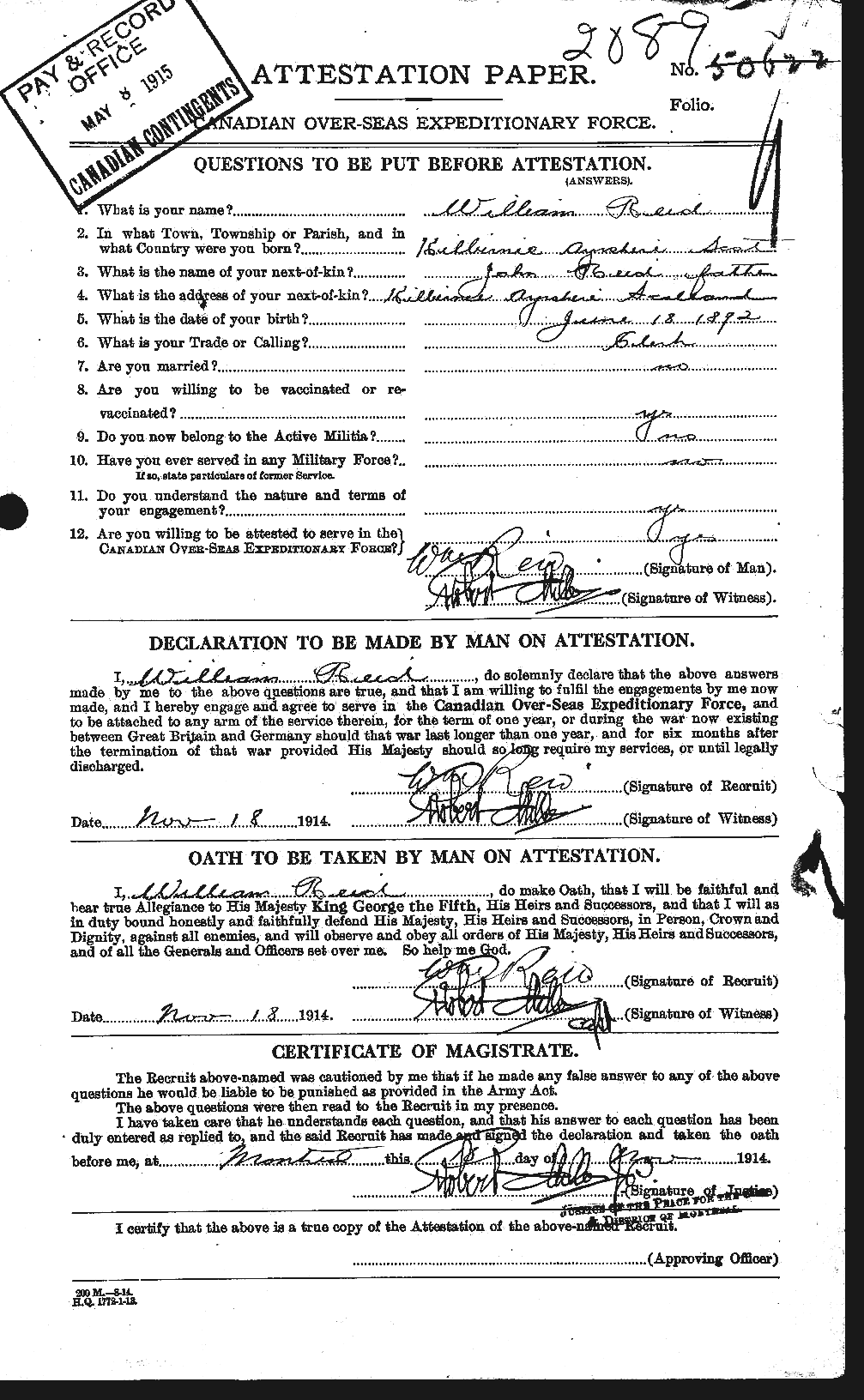 Personnel Records of the First World War - CEF 596910a