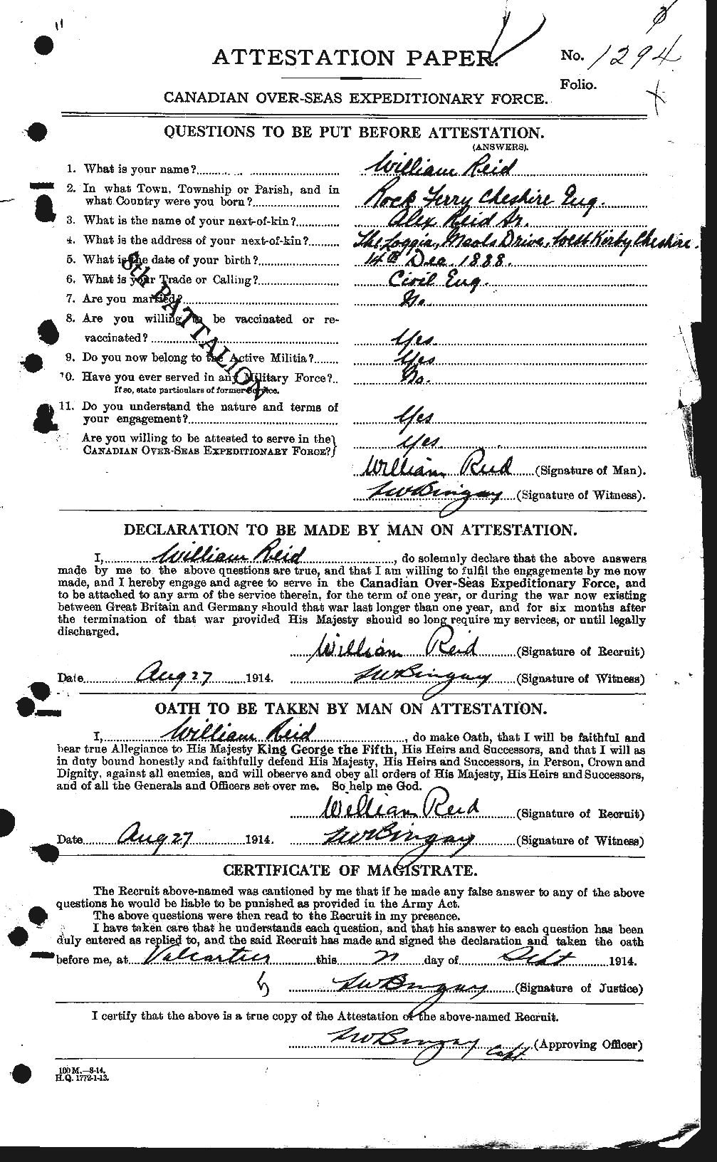 Personnel Records of the First World War - CEF 596933a