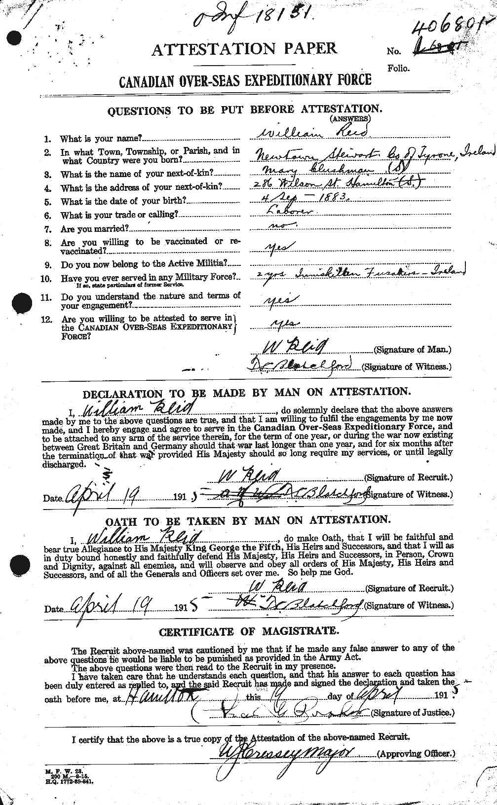 Personnel Records of the First World War - CEF 596953a
