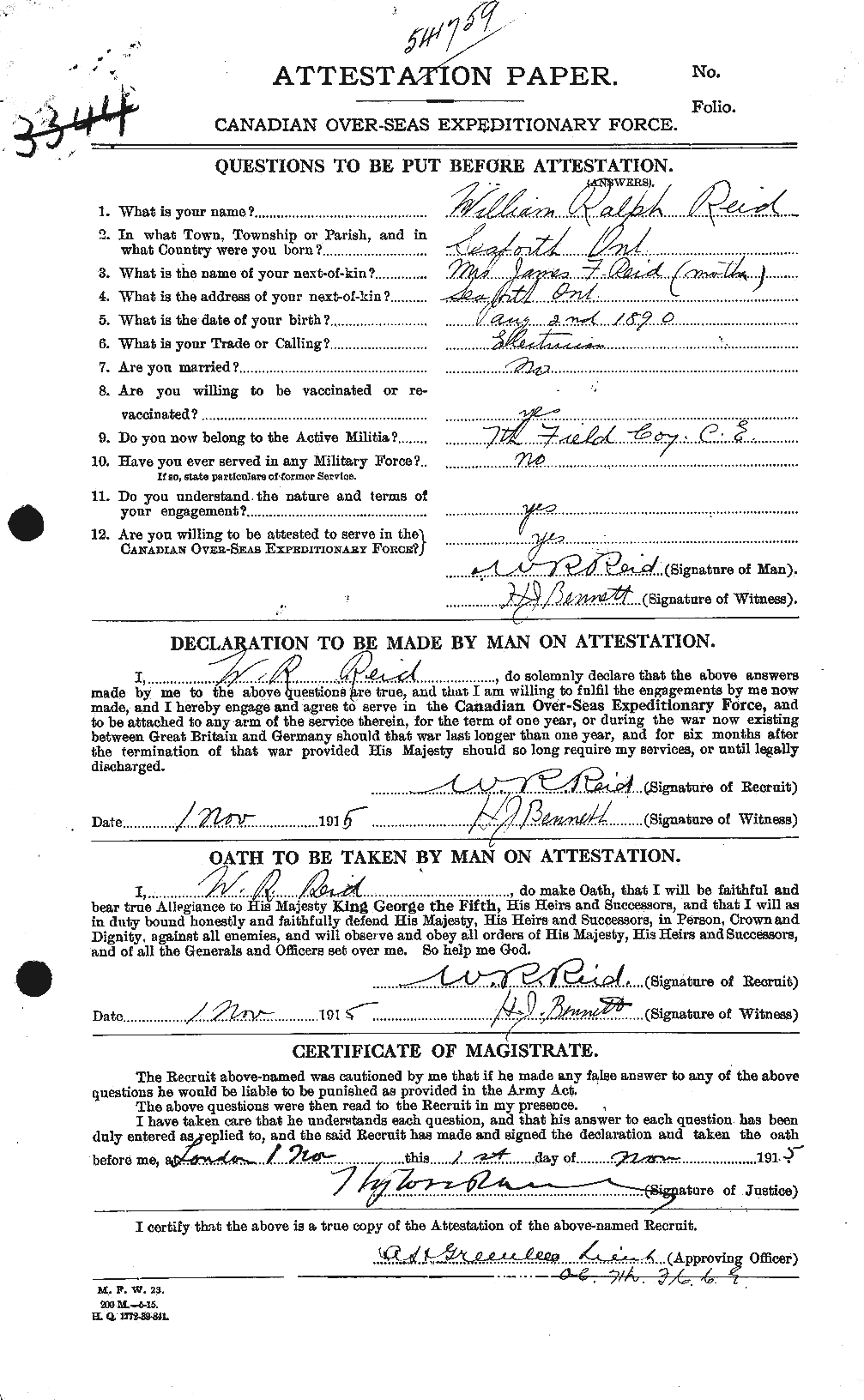 Personnel Records of the First World War - CEF 597029a