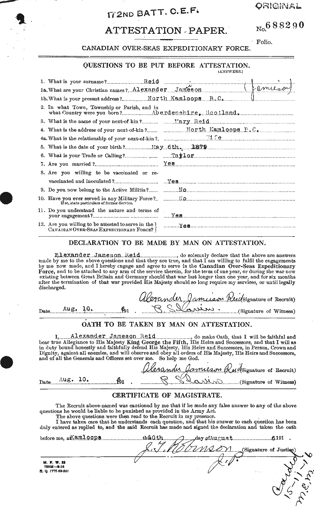 Personnel Records of the First World War - CEF 597782a