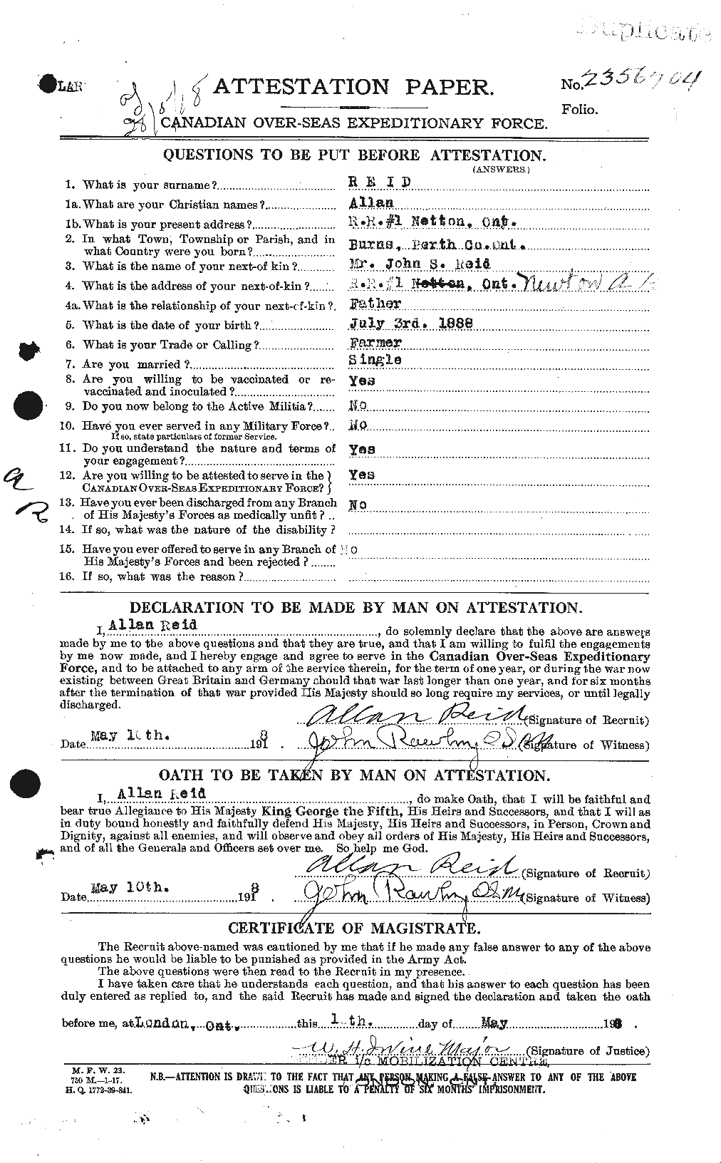 Personnel Records of the First World War - CEF 597799a
