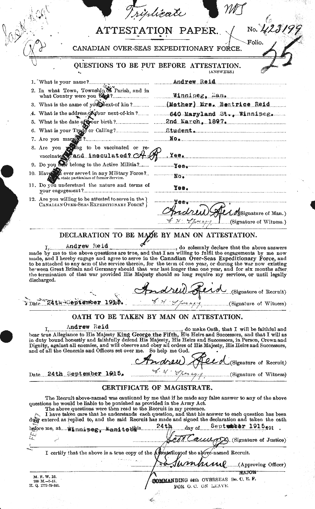 Personnel Records of the First World War - CEF 597814a