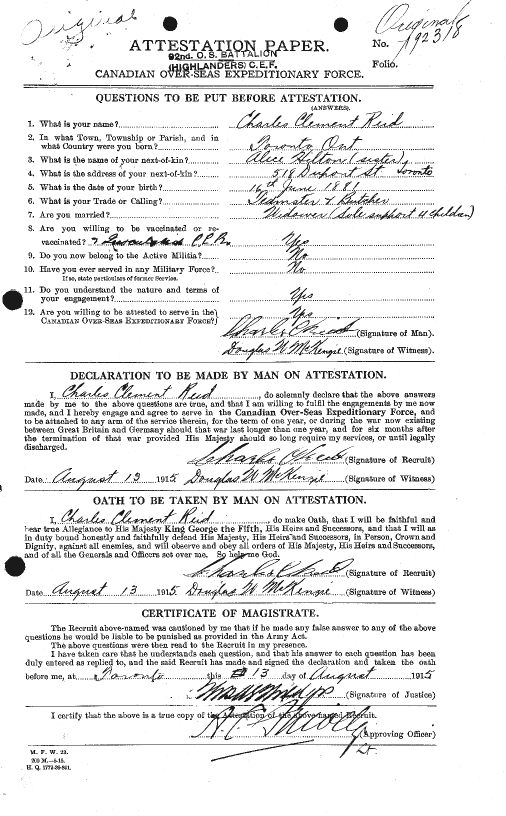 Personnel Records of the First World War - CEF 597885a