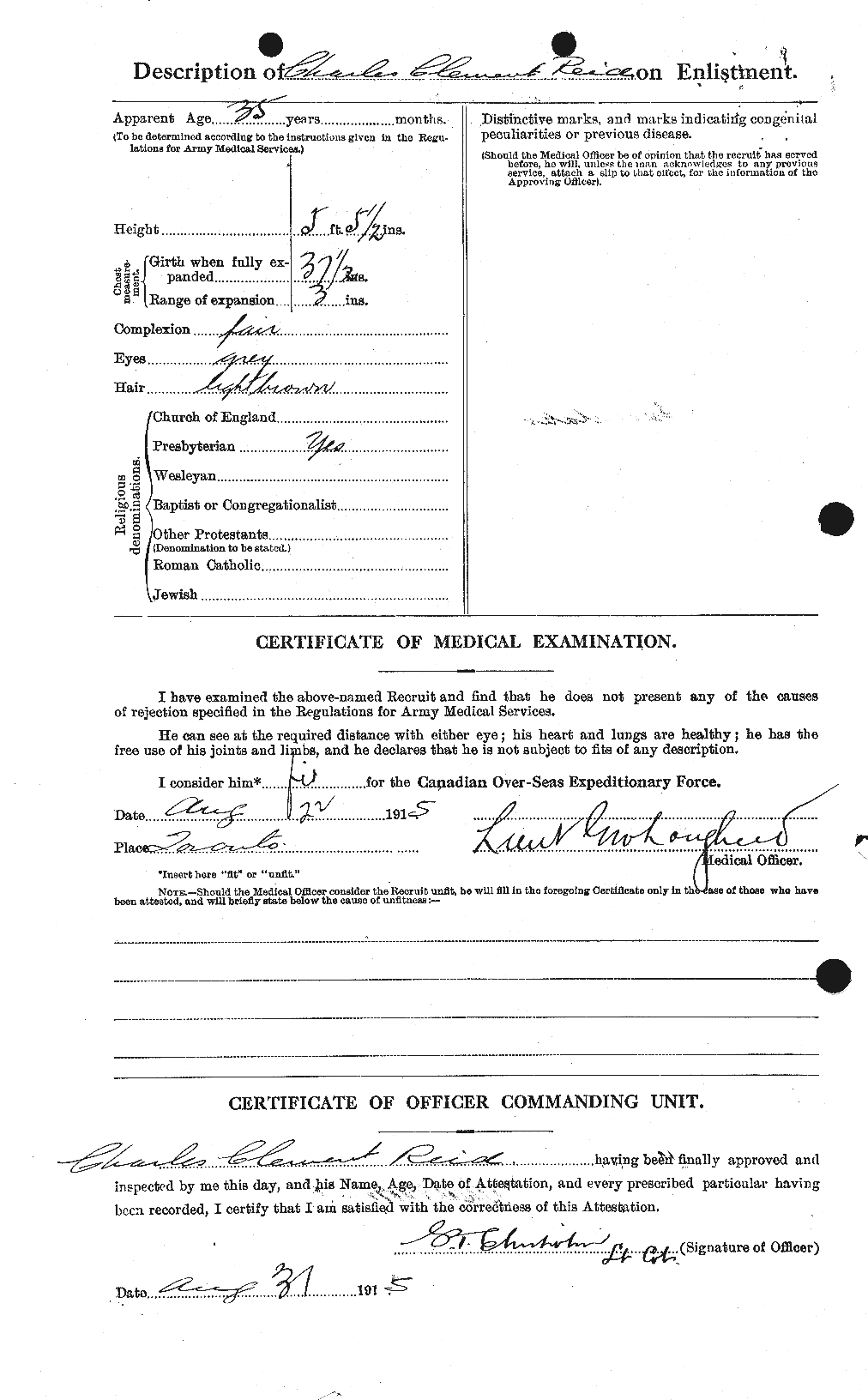 Dossiers du Personnel de la Première Guerre mondiale - CEC 597885b