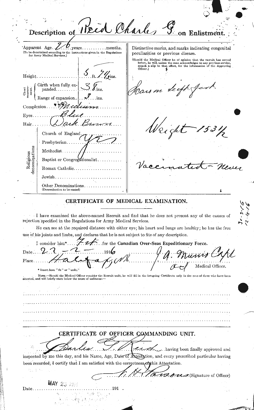 Dossiers du Personnel de la Première Guerre mondiale - CEC 597889b